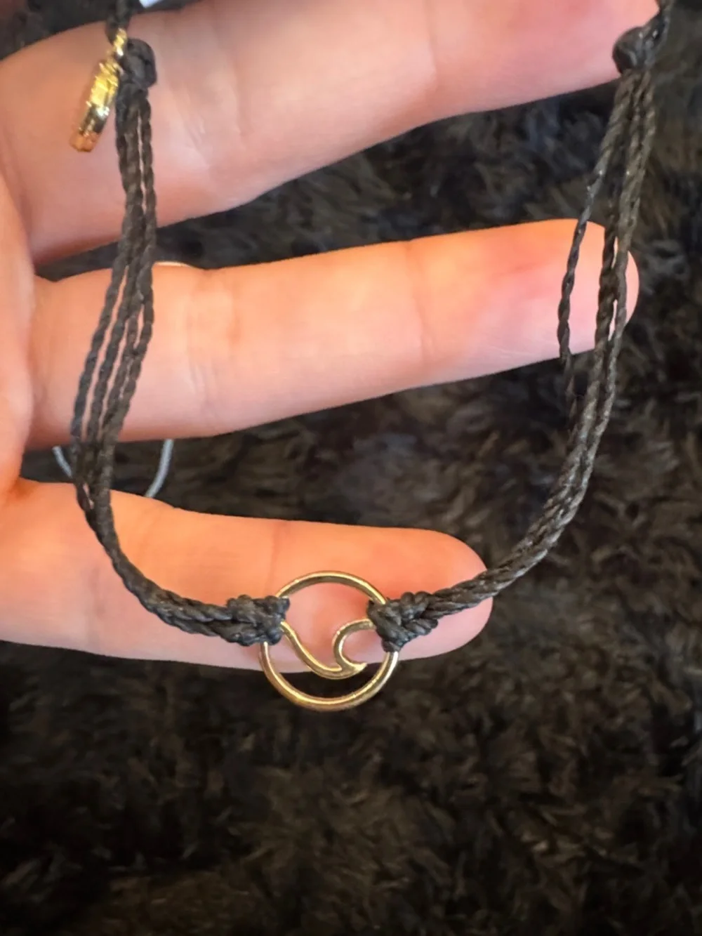 Pura Vida Light Blue and Black String Bracelet Set with Gold Accents